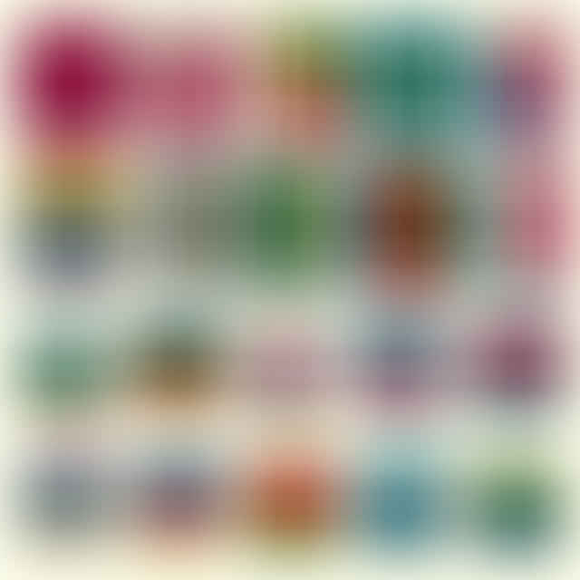 crocheted swatches in various colors